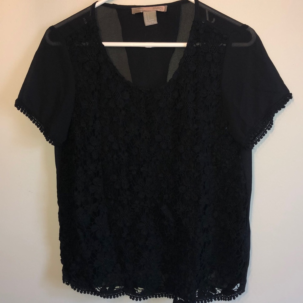Lace Shirt with Sheer Slit Back